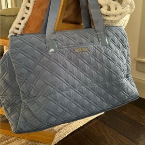 Ver Bradley large weekender bag in blue quilted microfiber